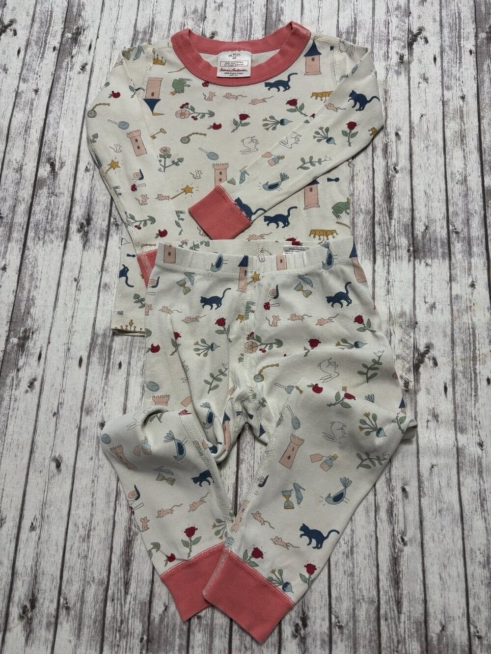 Hanna Andersson Girl's Pajama Pants Castle Frog Crown Print 3T Snug Fit
